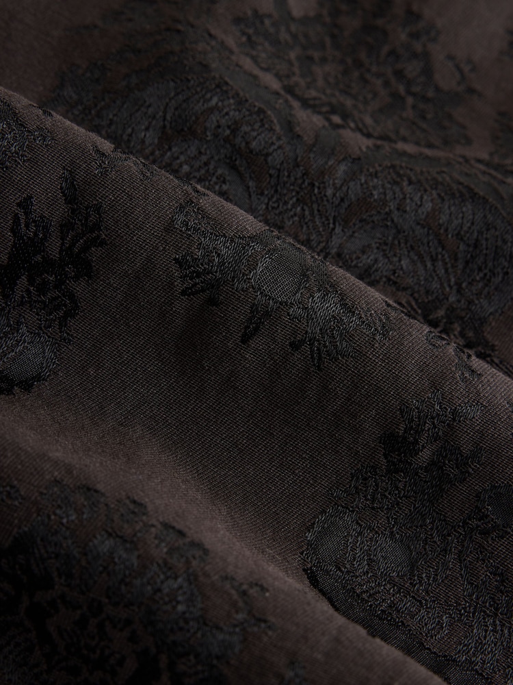 黑色 - Jacquard Barrel Leg Trousers - 圖片 7，共 7