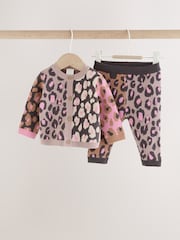 Leopard Knitted Cardigan and Leggings Baby Set 2 Piece (0mths-2yrs) - Image 4 of 14