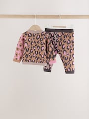 Leopard Knitted Cardigan and Leggings Baby Set 2 Piece (0mths-2yrs) - Image 5 of 14