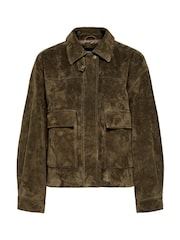 ONLY Brown Suede Collared Women Jacket - Image 1 of 3