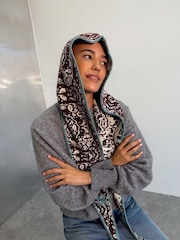 Never Fully Dressed Brown Bandana Knit Hooded Scarf - Image 1 of 3