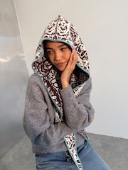 Never Fully Dressed Brown Bandana Knit Hooded Scarf - Image 2 of 3