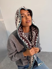 Never Fully Dressed Brown Bandana Knit Hooded Scarf - Image 3 of 3