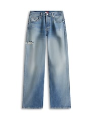 Tommy Jeans Blue Mia Distressed Mid Rise Relaxed Straight Leg Jeans - Image 5 of 5