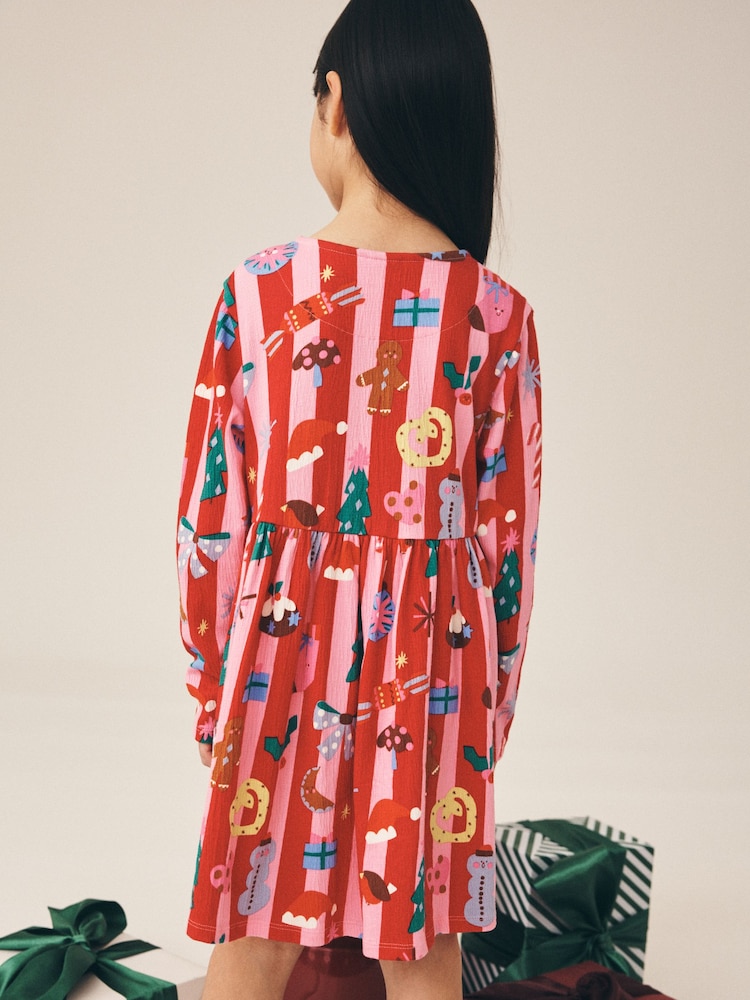 פסים בורוד/אדום - Jersey Long Sleeve Dress (3-16yrs) - תמונה 3 מתוך 3 פסים בורוד/אדום - Jersey Long Sleeve Dress (3-16yrs) - תמונה 3 מתוך 3