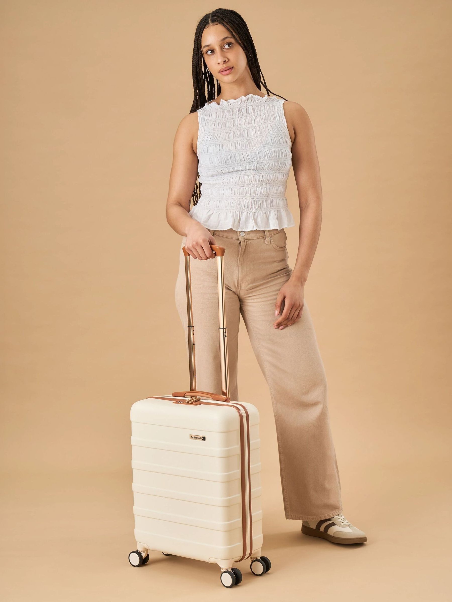 Buy Cabin Max Cream Anode 40L ABS Cabin Carry On Hand 55x40x20cm