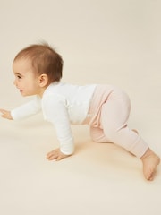 MORI Pink Ribbed Stretch Comfy Baby Leggings - Image 2 of 3