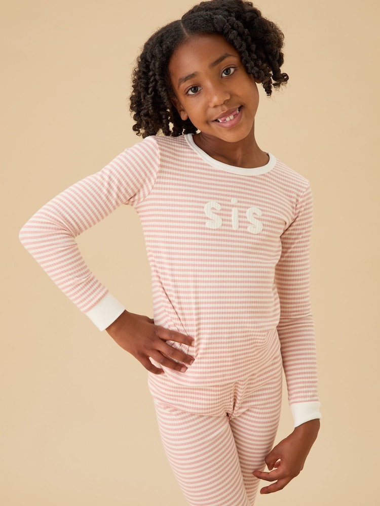 MORI Pink Stripe Supersoft Ribbed Sis Pyjamas - Image 1 of 3