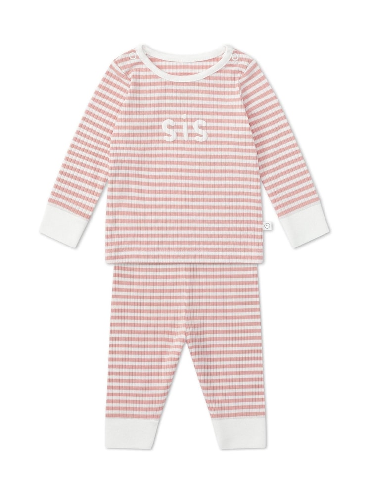 MORI Pink Stripe Supersoft Ribbed Sis Pyjamas - Image 3 of 3
