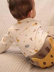 MORI Cream Safari Print Long Sleeve Envelope Neck Supersoft Bodysuit - Image 1 of 2