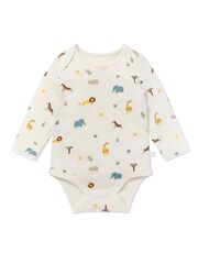 MORI Cream Safari Print Long Sleeve Envelope Neck Supersoft Bodysuit - Image 2 of 2