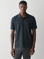 Navy/Brown/White Short Sleeve Pique Polo Shirts 3 Pack - Image 2 of 9