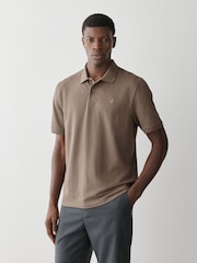 Navy/Brown/White Short Sleeve Pique Polo Shirts 3 Pack - Image 3 of 9