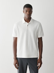 Navy/Brown/White Short Sleeve Pique Polo Shirts 3 Pack - Image 4 of 9