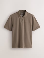 Navy/Brown/White Short Sleeve Pique Polo Shirts 3 Pack - Image 6 of 9