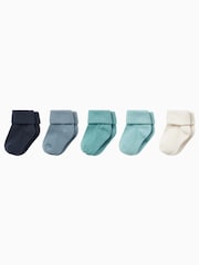 MORI Blue Ribbed Supersoft Socks 5 Pack - Image 1 of 1