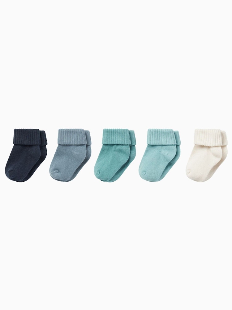 MORI Blue Ribbed Supersoft Socks 5 Pack - Image 1 of 1