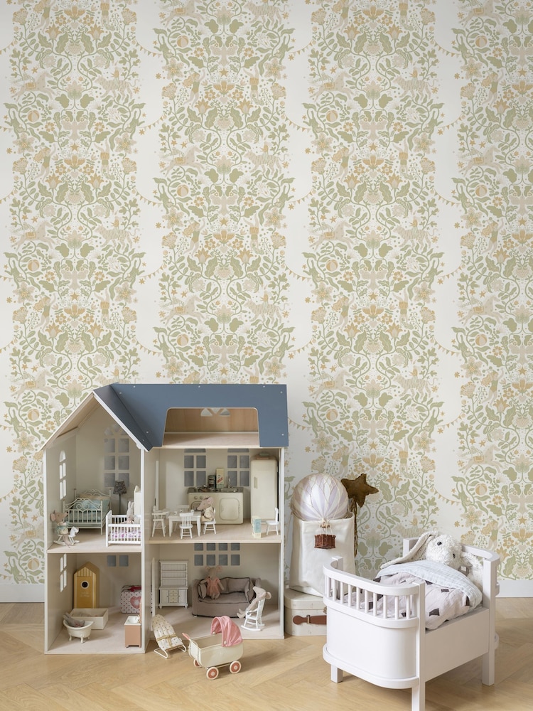 Galerie Wallcoverings Green Resan Kids A4 Wallpaper Sample - Image 1 of 2