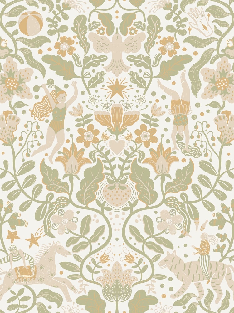 Galerie Wallcoverings Green Resan Kids A4 Wallpaper Sample - Image 2 of 2