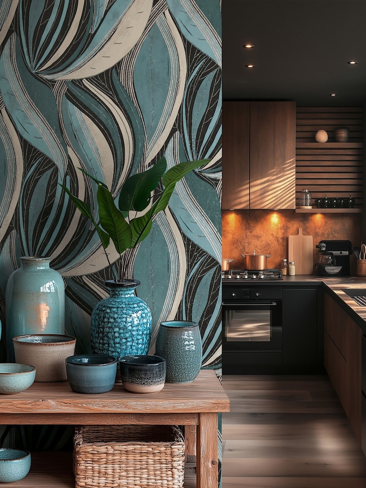 Galerie Wallcoverings Blue Horizon Tree Leaf A4 Wallpaper Sample - Image 1 of 5