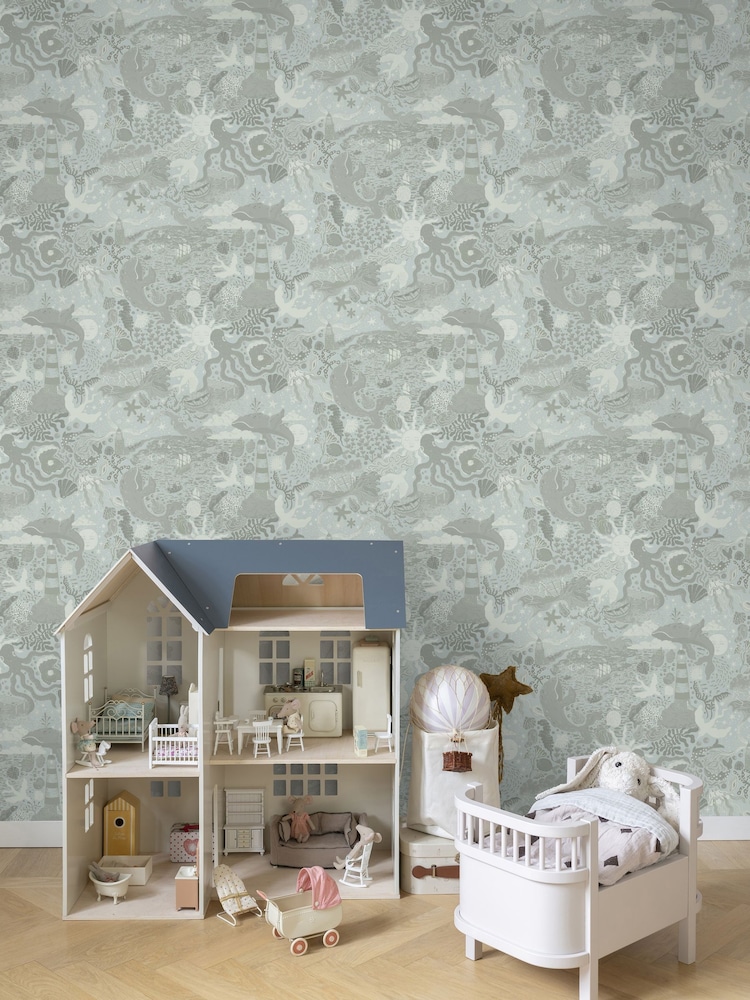 Galerie Wallcoverings Grey Resan Nautical A4 Wallpaper Sample - Image 1 of 2