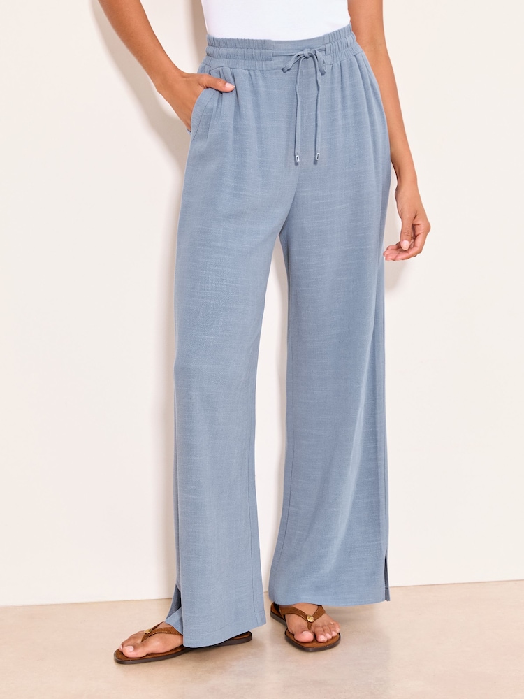 Lipsy Blue Wide Leg Linen Blend Trousers - Image 2 of 5