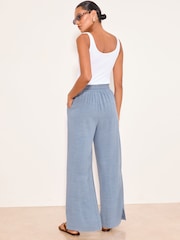 Lipsy Blue Wide Leg Linen Blend Trousers - Image 4 of 5