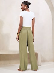 Lipsy Pistachio Green Wide Leg Linen Blend Trousers - Image 4 of 4
