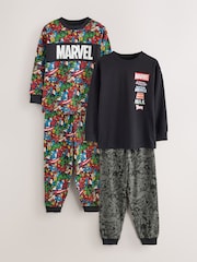 أسود/ألوان متعددة - Marvel Long Sleeve Jogger Pyjamas 2 Pack (3-14yrs) - صورة 1 من 6