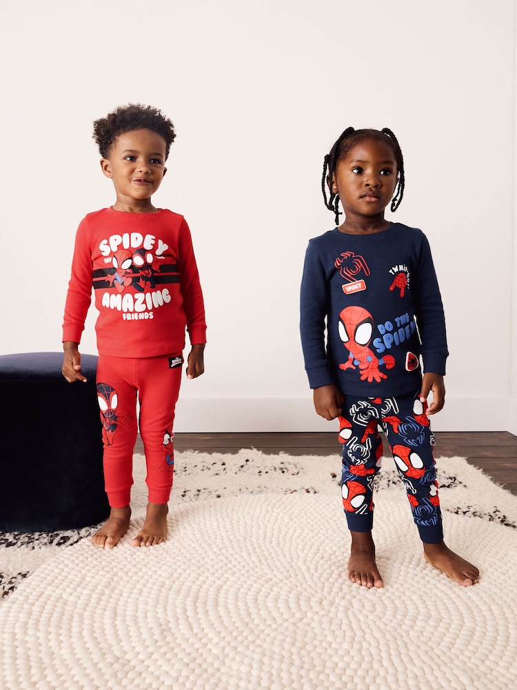Red/Navy Spidey Snuggle Pyjamas 2 Pack (12mths-8yrs) - Image 1 of 11 Red/Navy Spidey Snuggle Pyjamas 2 Pack (12mths-8yrs) - Image 1 of 11