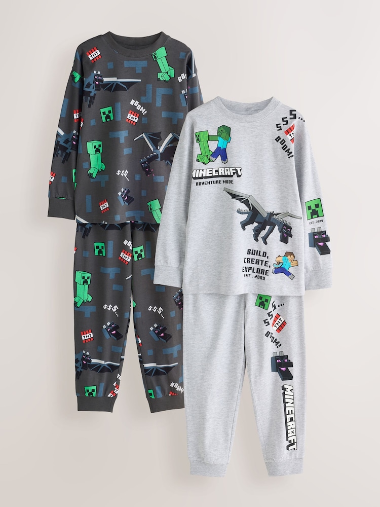 Blue/Grey Minecraft Jogger Pyjamas Set 2 Pack (5-16yrs) - Image 1 of 7