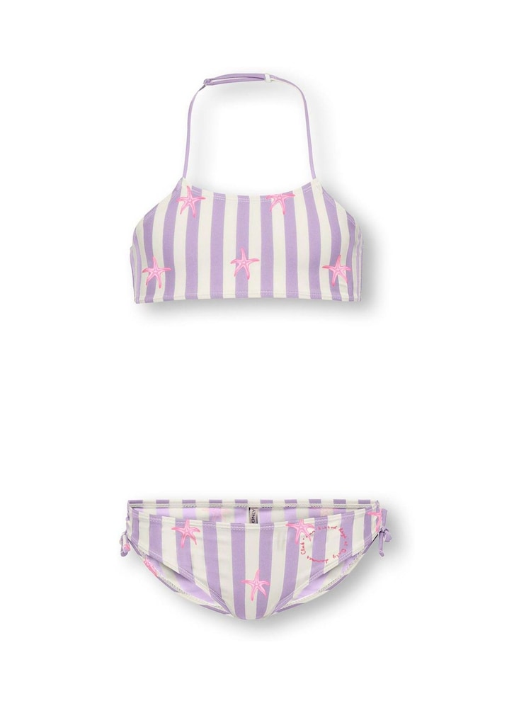 ONLY KIDS Purple Starfish Stripe Bikini - Image 1 of 2