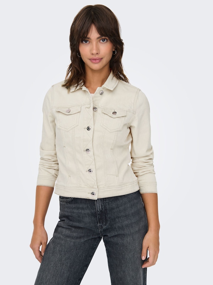 Only ז'קט ג'ינס סטרץ' קלאסי נוח - תמונה 1 מתוך 6