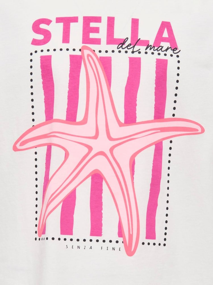 ONLY KIDS White Starfish Print Graphic T-Shirt - Image 3 of 3