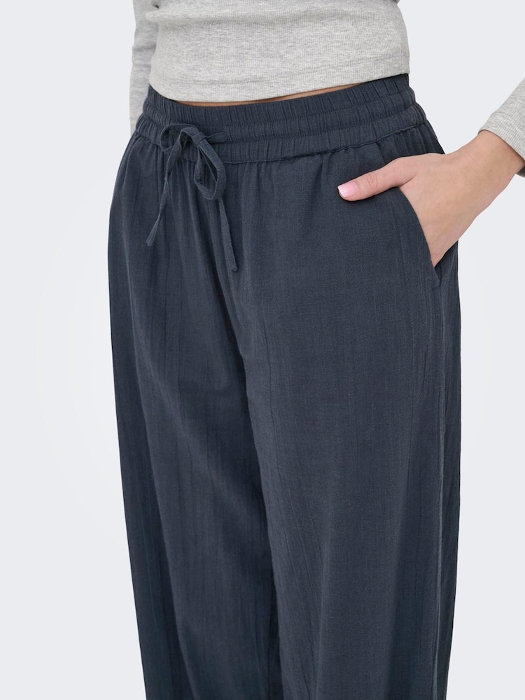 ONLY Blue Elasticated Waist Cotton Pull On Trousers - Image 2 of 5