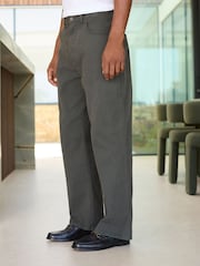Khaki Green Baggy Fit Five Pocket Cotton Rich Trousers - Image 2 of 8
