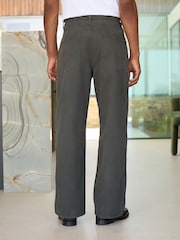 Khaki Green Baggy Fit Five Pocket Cotton Rich Trousers - Image 3 of 8