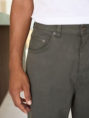 Khaki Green Baggy Fit Five Pocket Cotton Rich Trousers - Image 5 of 8