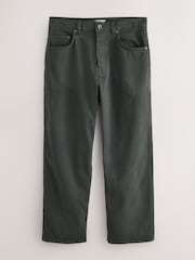 Khaki Green Baggy Fit Five Pocket Cotton Rich Trousers - Image 7 of 8