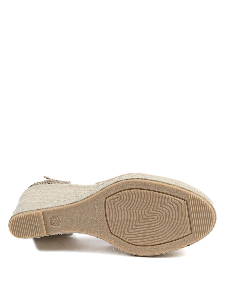 Jones Bootmaker Beige Suede Arabella2 Leather Wedge Espadrilles Shoes - Image 6 of 6