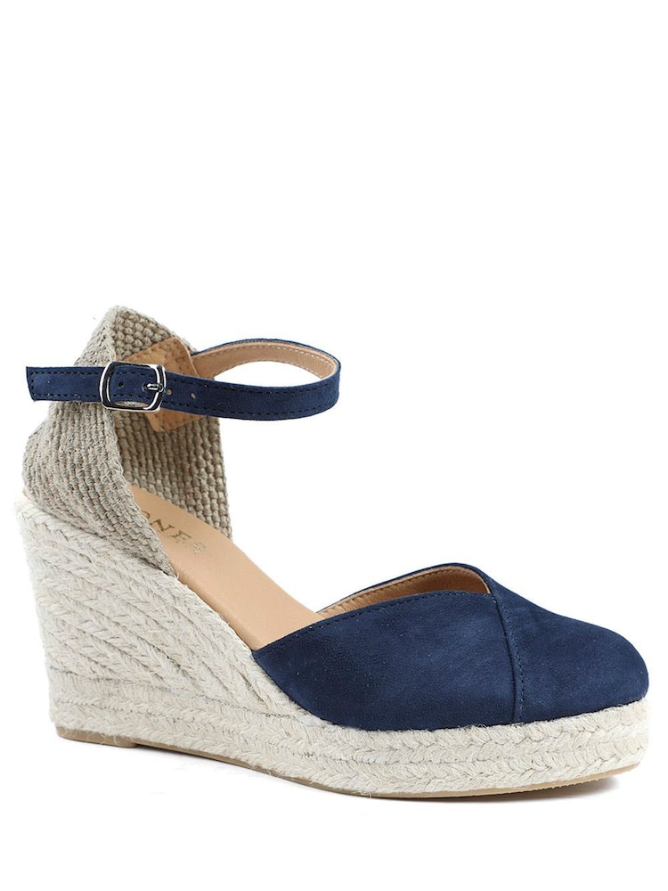 Jones Bootmaker Navy Alivia2 Leather Wedge Espadrilles Shoes - Image 1 of 5 Jones Bootmaker Navy Alivia2 Leather Wedge Espadrilles Shoes - Image 1 of 5