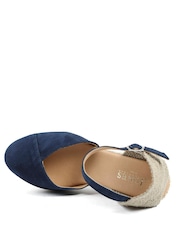 Jones Bootmaker Navy Alivia2 Leather Wedge Espadrilles Shoes - Image 3 of 5