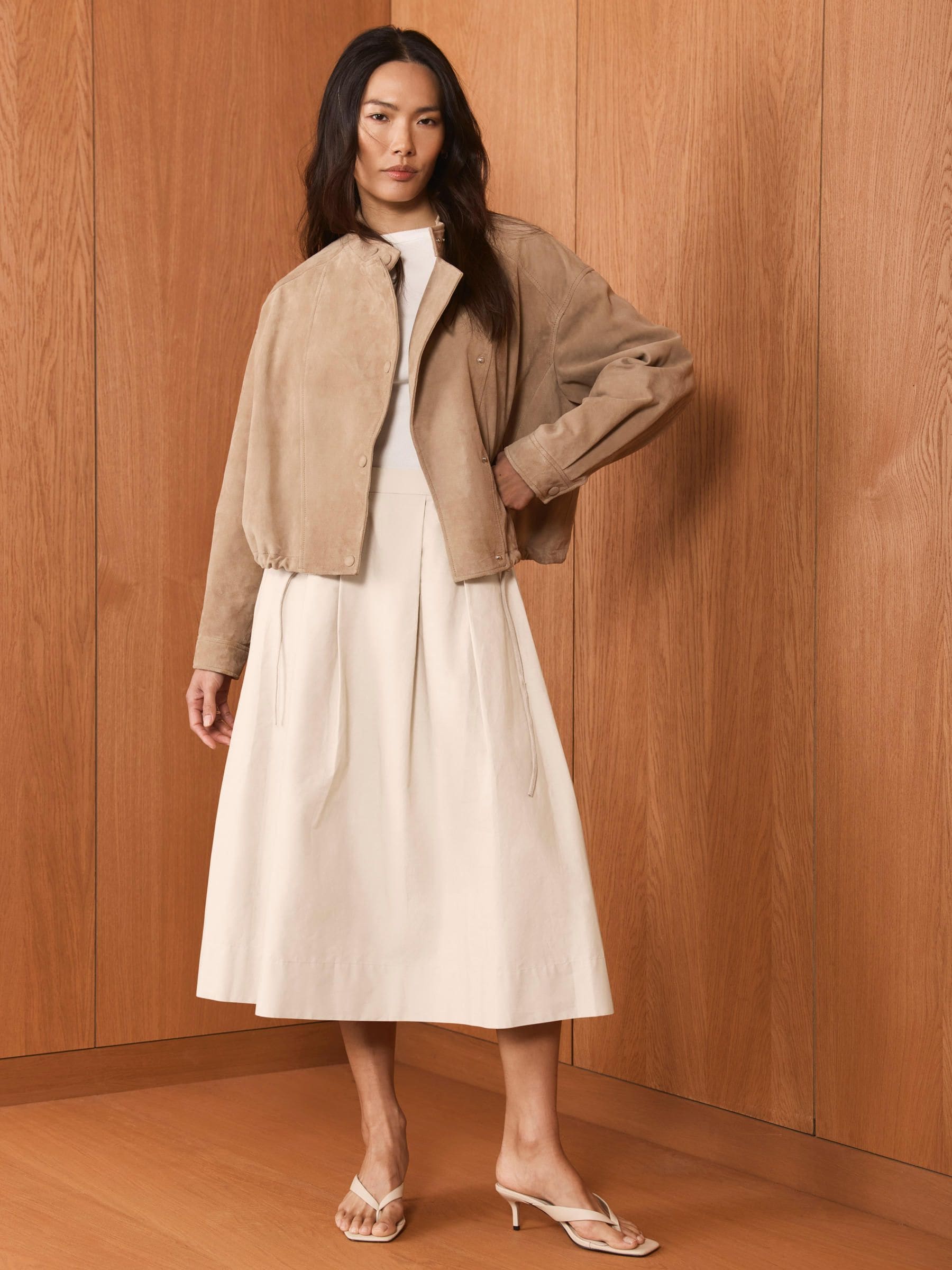 Buy Mint Velvet Brown Cotton A-Line Midi Skirt from Next USA