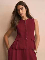 Mint Velvet Red Tailored Tie Back Waistcoat - Image 3 of 8