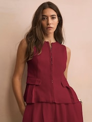 Mint Velvet Red Tailored Tie Back Waistcoat - Image 6 of 8