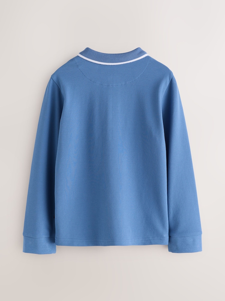 淡藍色 - Baker by Ted Baker長袖Polo衫 - 圖片 2，共 3