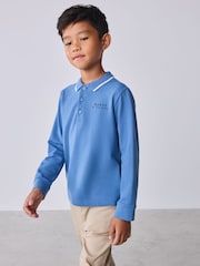 Baker by Ted Baker Light Blue Long Sleeve Polo Shirt - Image 4 of 13