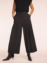 黑色 - Mint Velvet Pleat Detail Crop Wide Trousers - 圖片 4/8