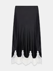 Mint Velvet Black Satin Lace Midi Skirt - Image 7 of 7