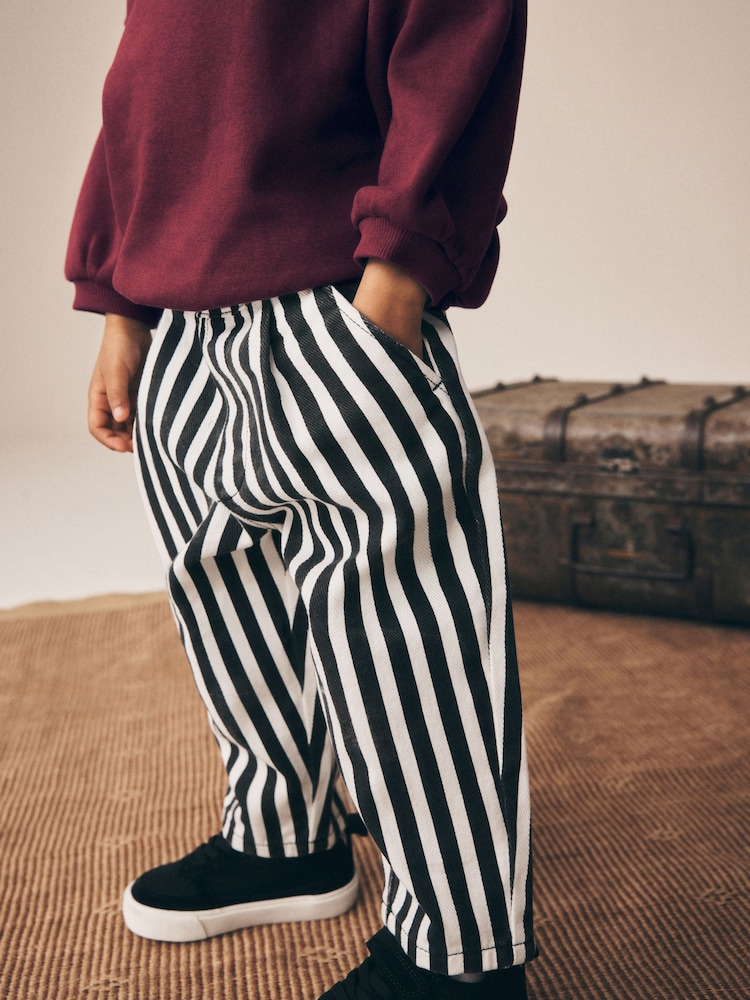 Black/White Stripe Pull On Barrel Trousers (3mths-7yrs) - Image 1 of 4